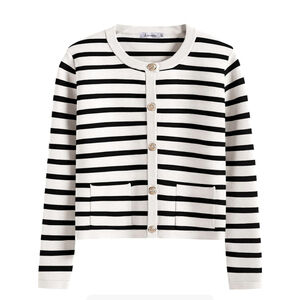 Women's Long Sleeve Striped Sweater Button Cardigan. Anrabess. NWT. Black/White